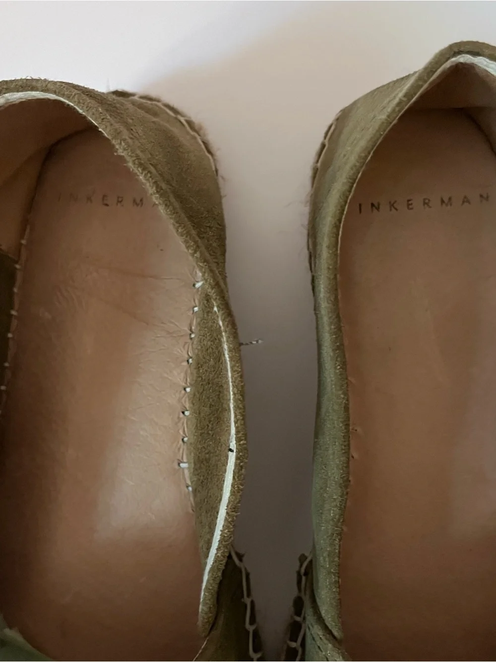 Inkerman NYC Olive Green Suede French Espadrille Flats Made in France EU 38 /7.5